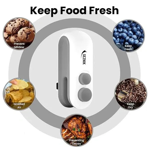 Portable Rechargeable Food Sealer | Fully Airtight Seal