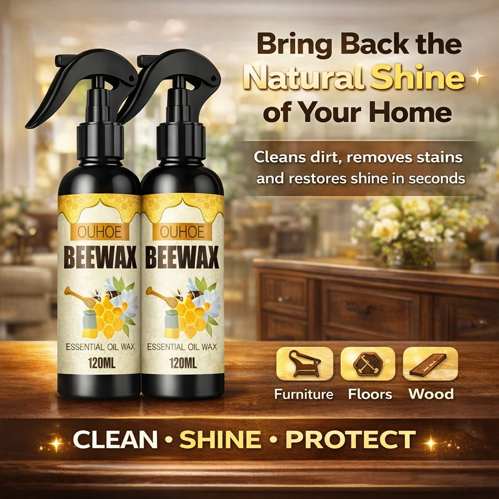 Natural Beeswax Spray, Furniture Polish and Cleaner for Wood 120ML (Pack of 2)