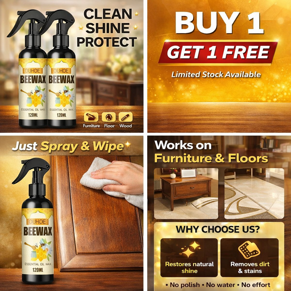 Natural Beeswax Spray, Furniture Polish and Cleaner for Wood 120ML (Pack of 2)
